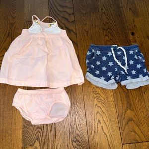 Carters 6 Month Swan dress and Star Shorts